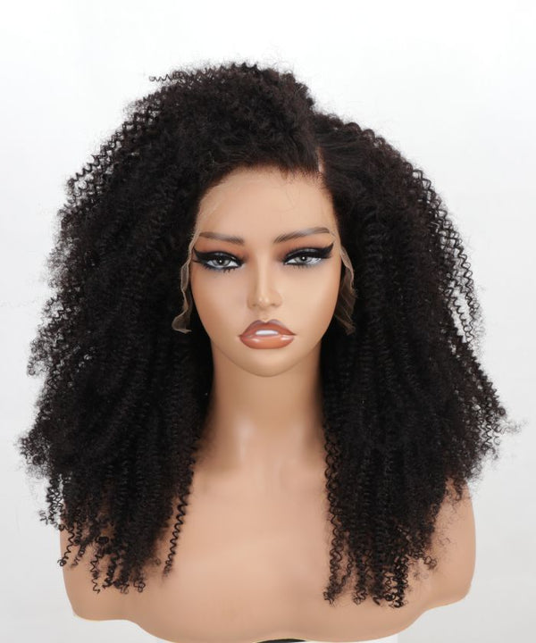 【Arc Cap】Premium Natural black Human Hair Vintage Small Curl HD Lace front 6X4 Wig