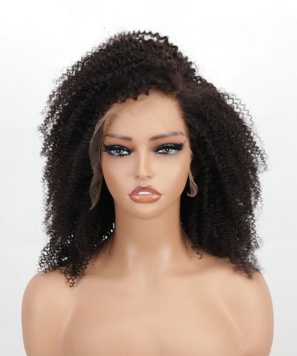 【Arc Cap】Premium Natural black Human Hair Afro Curl HD Lace front 6X4 Wig