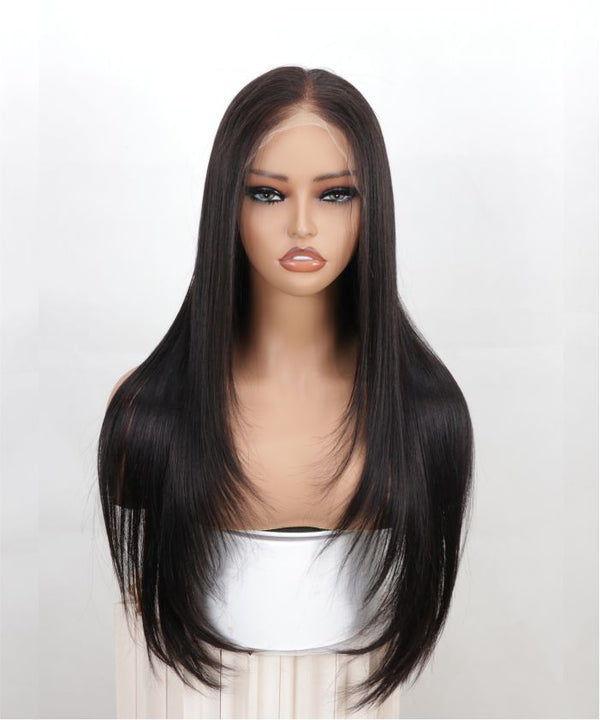 Genuine Black Human Hair Trendy Straight Layered HD Lace Front 13X4 Wig