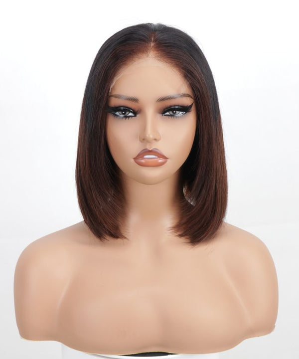 【Arc Cap】On the Go Glueless Pre-customized Ombre brown highlights straight layered 6x4 Wig