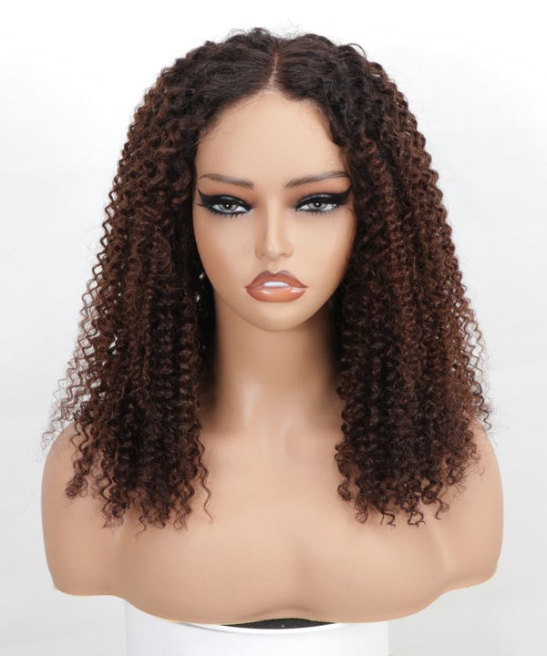 【Essential】On the Go Glueless Ombre Brown Human Hair Curly Lace Transparent 5X5 Wig