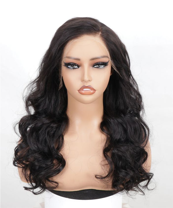 Genuine Black Human Hair Casual Loose Wave Layered HD Lace Front 13X4 Wig