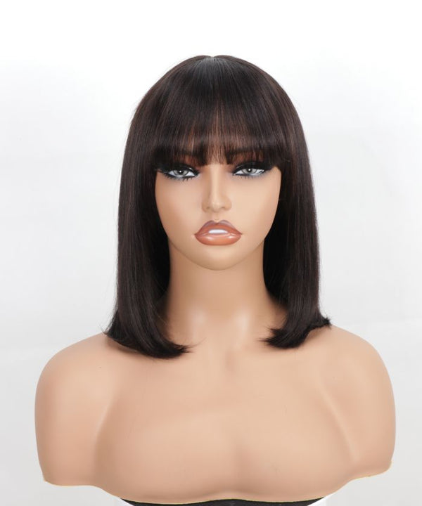 【Essential】On the Go Glueless Natural black romance Silky straight trendy bangs Wig